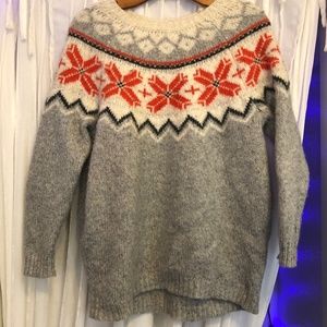 aerie Orange and Gray Fair Isle Sweater (XS)